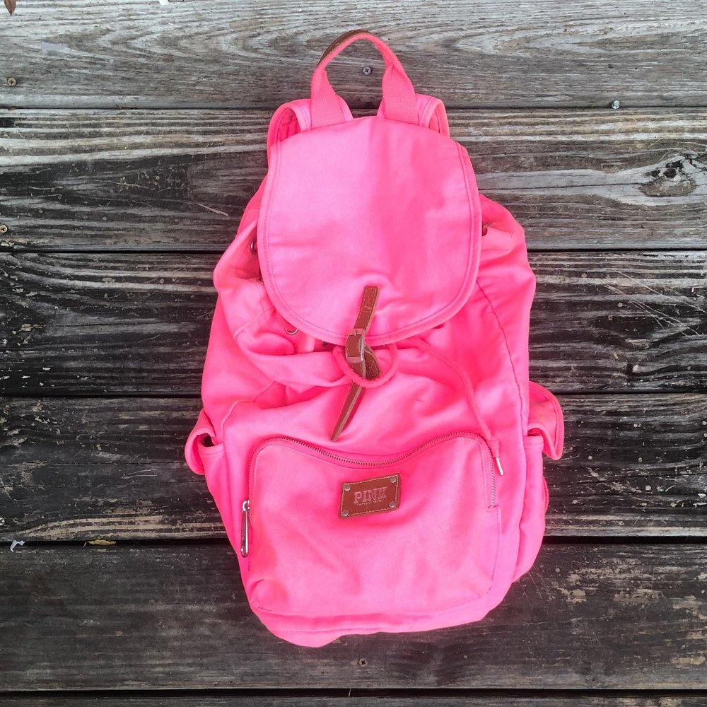 SOLD—PINK Victoria's Secret Drawstring Flap Backpack